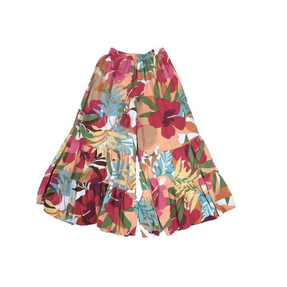 Free Destinations Floral Wide Leg Pants Size L Boho Islandcore Drawstring Shell - Picture 4 of 11